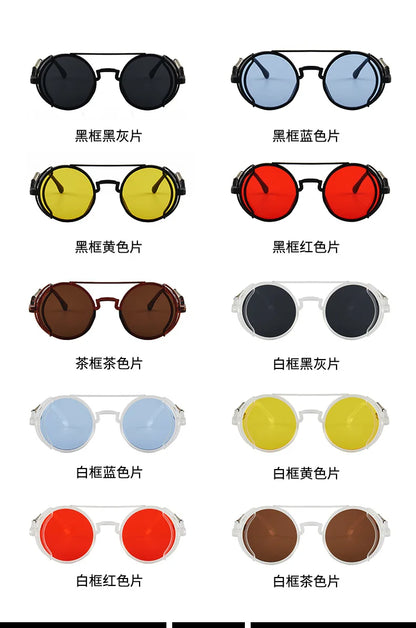 3 Pcs/Set Classic Gothic Steampunk Sunglasses Luxury Brand Designer High Quality Men and Women Retro Round Pc Frame Sunglasses