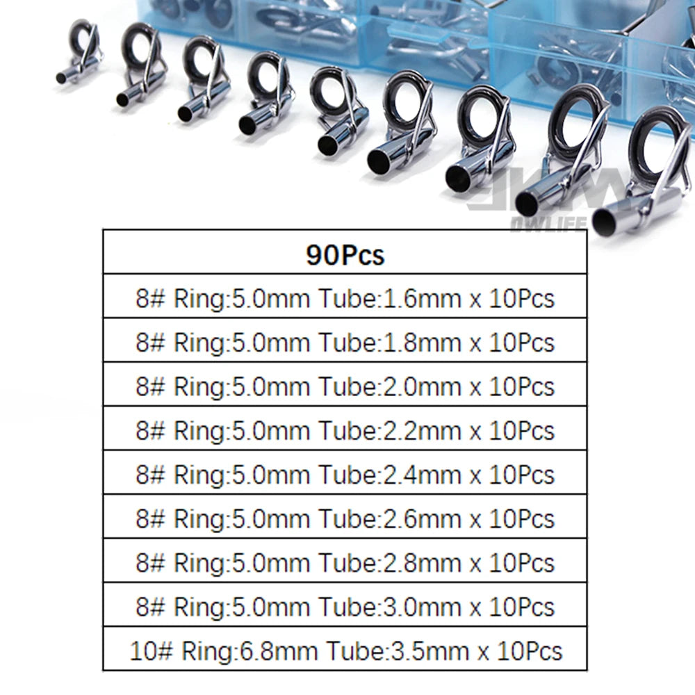 Fishing Rod Guide Tip Repair Kit Set 24~230Pcs Rod Building Guide Stainless Steel Ceramic Ring Saltwater Freshwater Fishing Box