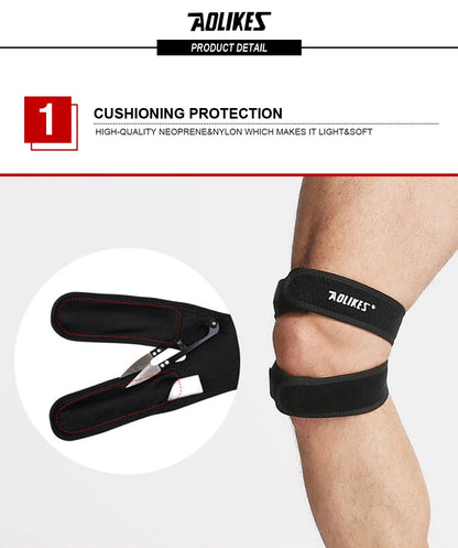 AOLIKES 1PCS Pressurized Knee Wrap Sleeve Support Bandage Pad Elastic Braces Knee Hole Kneepad Safety Basketball Tennis Cycling