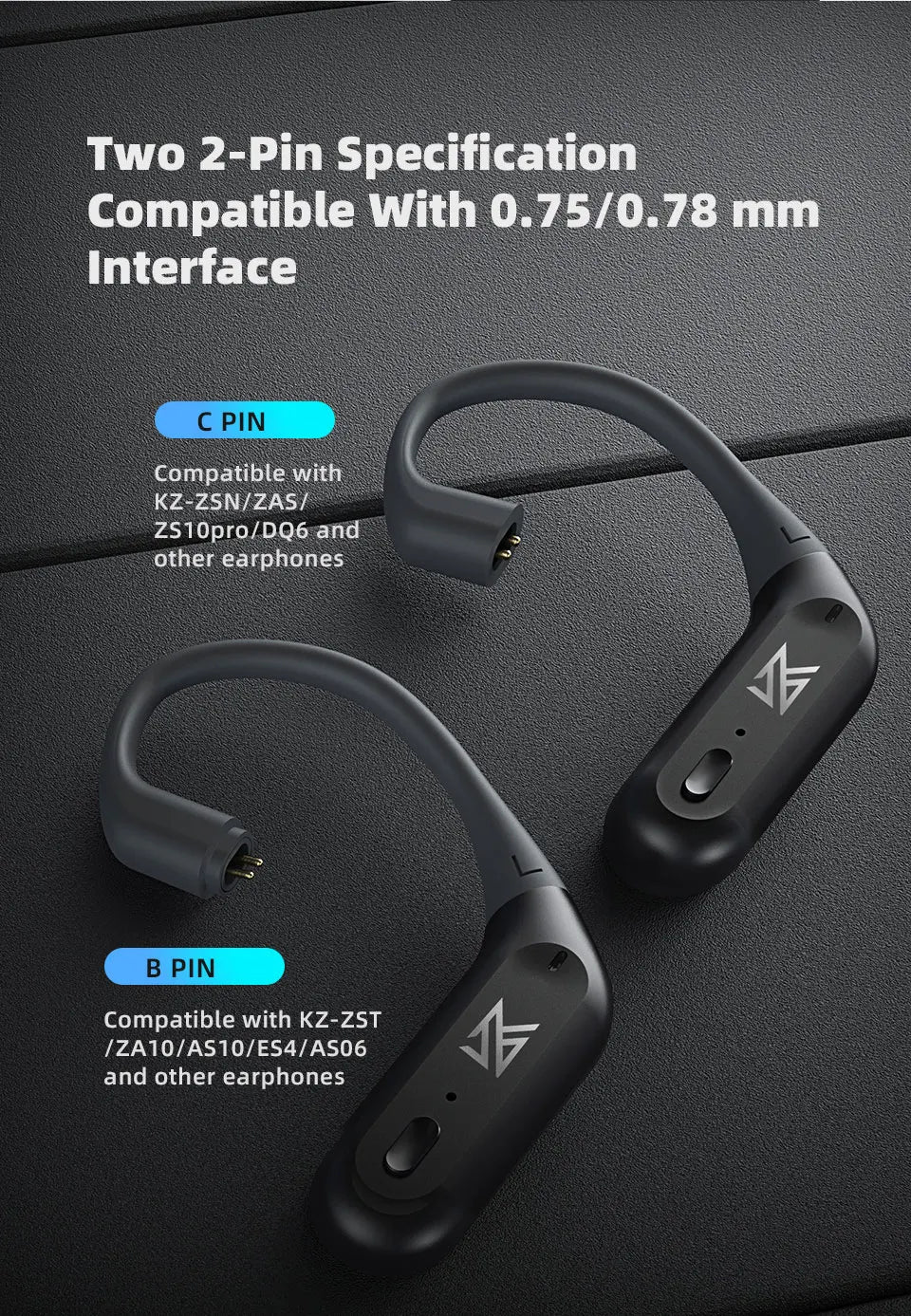 KZ AZ09 PRO Bluetooth 5.2 Cable Upgrade Wireless Ear Hook Earphone Cable With Charging Case For KZ ZAS ZAX ZSX AST ZS10 EDX PRO