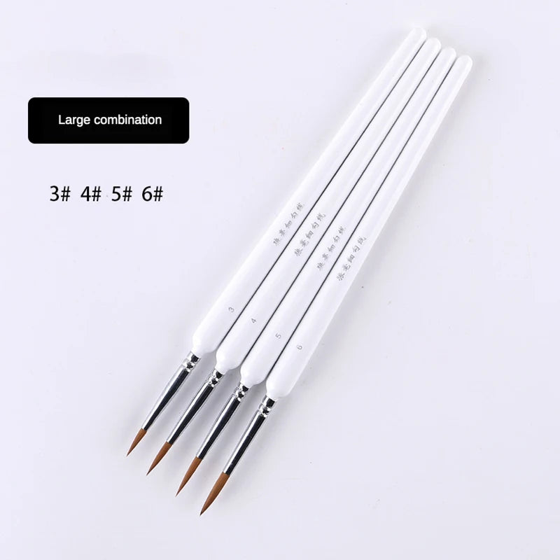 4/5/10pcs Miniature Hook Line Pen Art Painting Brushes Weasel Hair Paint Brush Gouache Watercolor Oil Paint Artists Hand Painted