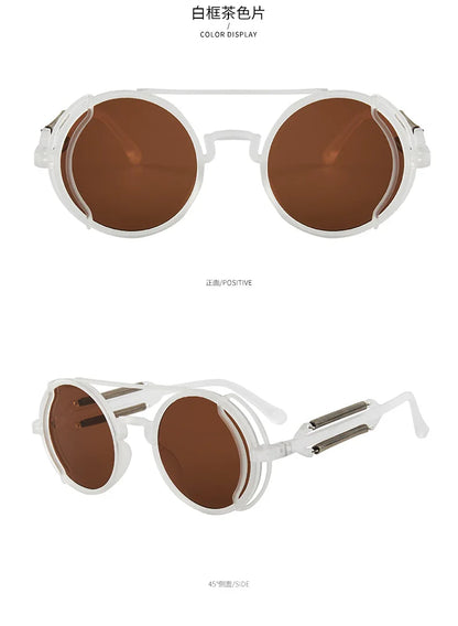 3 Pcs/Set Classic Gothic Steampunk Sunglasses Luxury Brand Designer High Quality Men and Women Retro Round Pc Frame Sunglasses