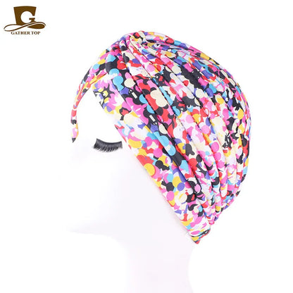 New Knotted Ruffle Turban Ladies Soft Headscarf Casual Streetwear Female Muslim Hijab Indian Hats Cancer Chemo Cap Turbante