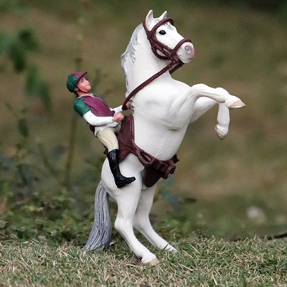 Oenux Farm Stable House Model Action Figures Emulational Horseman Horse Animals Playset Figurine Cute Educational Kids Toy Gift