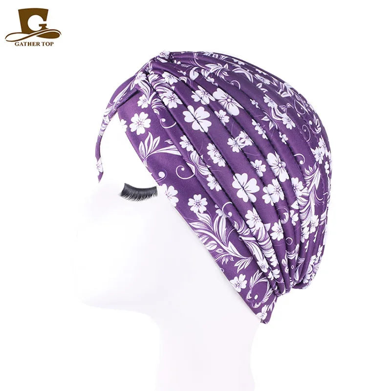 New Knotted Ruffle Turban Ladies Soft Headscarf Casual Streetwear Female Muslim Hijab Indian Hats Cancer Chemo Cap Turbante