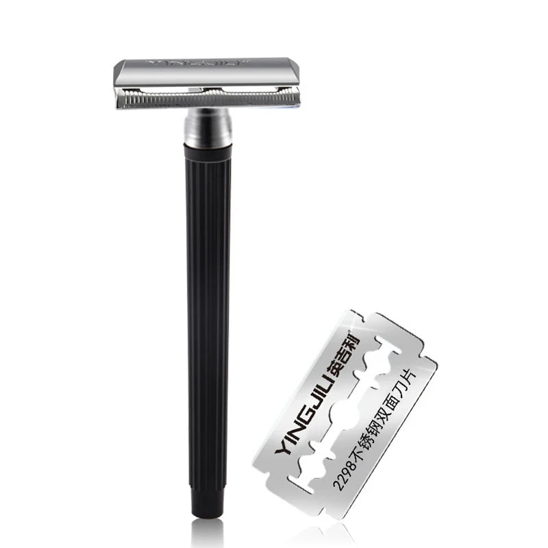 1 Razor Handle + 1 Blade Men Shaving Classic Manual Shaver Double Edges Safety Razors Metal Traditional Shaver