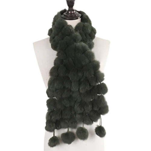 Women’s Winter Warm Rabbit Fur Scarf - 100% Genuine Natural Fur Muffler, Stylish & Cozy Cold-Weather Accessory, Hot Sale