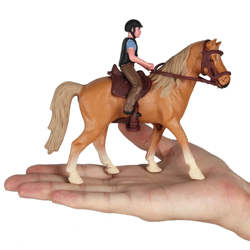 Oenux Farm Stable House Model Action Figures Emulational Horseman Horse Animals Playset Figurine Cute Educational Kids Toy Gift
