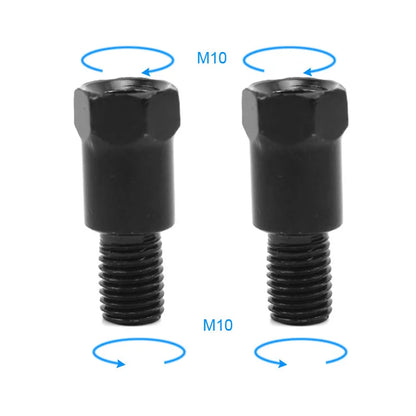 1 Pair Black Silver Motorcycle Rear Mirror Adapters M10 10MM Clockwise Anti-clockwise Right Left Hand Thread Changing Screw