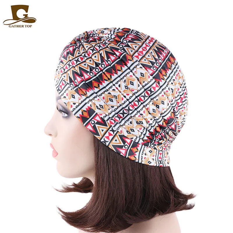New Knotted Ruffle Turban Ladies Soft Headscarf Casual Streetwear Female Muslim Hijab Indian Hats Cancer Chemo Cap Turbante