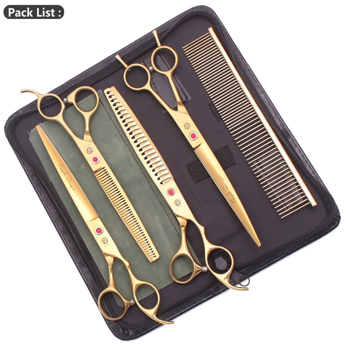 Scissors for Dogs 8 inch Purple Dragon Japan 440C Pet Grooming Scissors Chunker Shears Dog Thinning Shears Curved Add Case Z3015