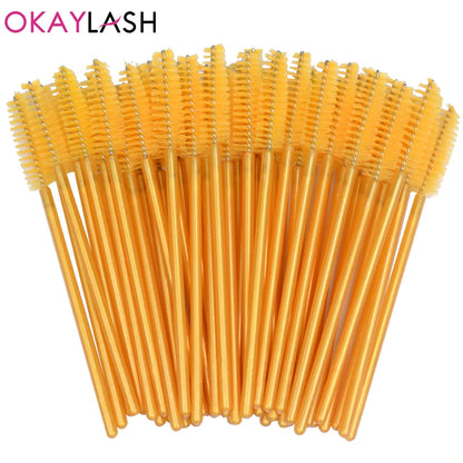 50Pcs Disposable Micro Glitter Eyelash Mascara Wands Mini Crystal Eye Lashes Brush Comb Eyebrow Spoolies Makeup Beauty Tools