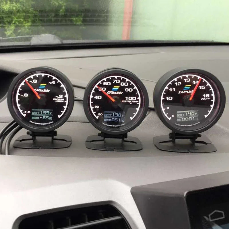62mm GReddi LCD Digital Display Car Gauge Oil Pressure Oil Temperature Water Temperature Voltmeter Boost Gauge