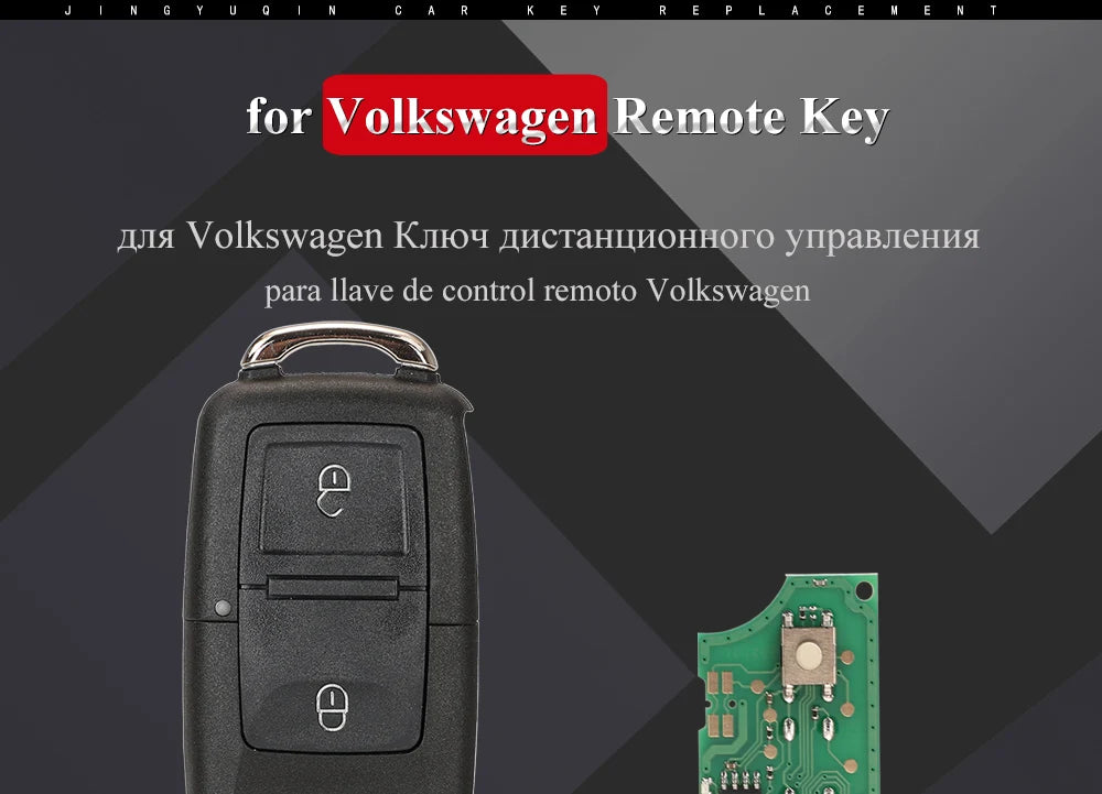 jingyuqin 2BTN Flip Remote Car Key Fob For VW Bora Golf Polo Passat Touran Seat Skoda 434MHz ID48 Chip 1J0959753AG/ 1J0959753CT