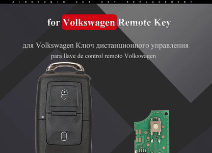 jingyuqin 2BTN Flip Remote Car Key Fob For VW Bora Golf Polo Passat Touran Seat Skoda 434MHz ID48 Chip 1J0959753AG/ 1J0959753CT