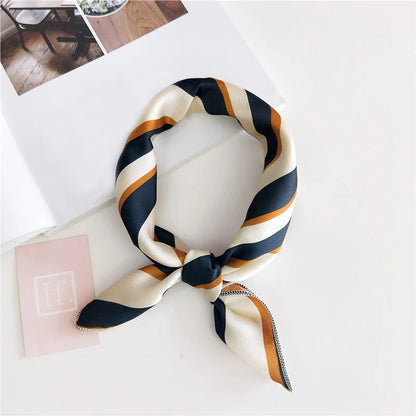 Square Scarf Hair Tie Band For Business Party Women Elegant Small Vintage Skinny Retro Head Neck Silk Satin Scarf