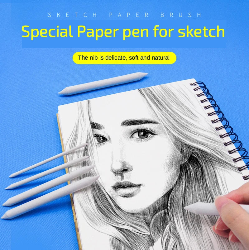 3/6pcs/set Blending Smudge Stump Stick Tortillon Sketch Art White Drawing Charcoal Sketcking Tool Rice Paper Pen Artist Supplies