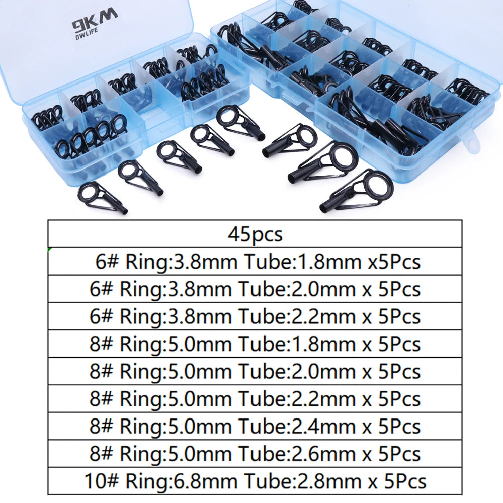 Fishing Rod Guide Tip Repair Kit Set 24~230Pcs Rod Building Guide Stainless Steel Ceramic Ring Saltwater Freshwater Fishing Box