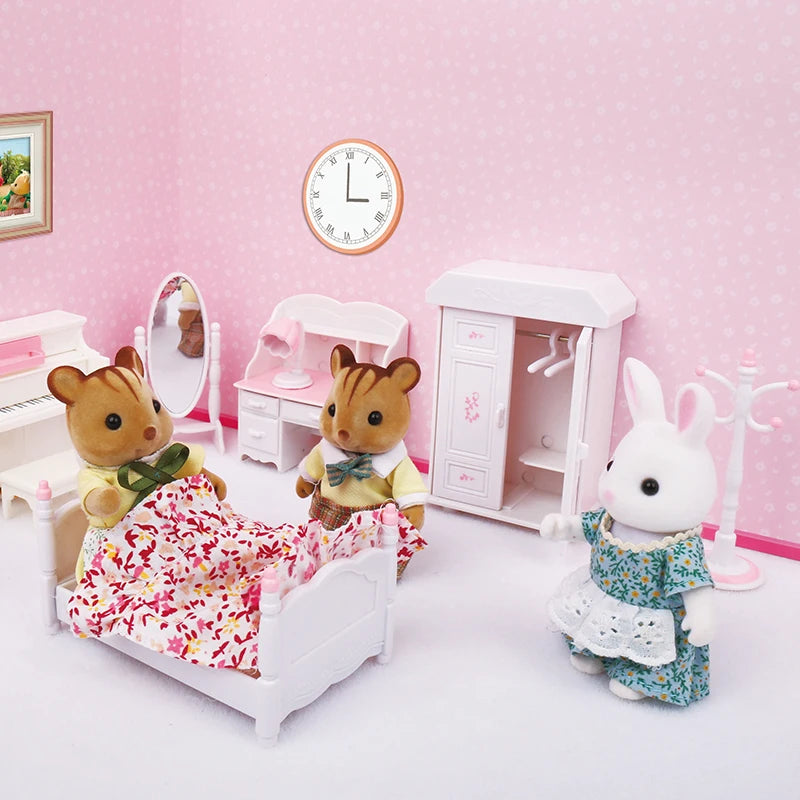 Forest Animal Family Dollhouse Furniture 1/12 Miniature Toys Girl Dolls Accessories Bedroom Bathroom Dollhouse Kit For Dolls