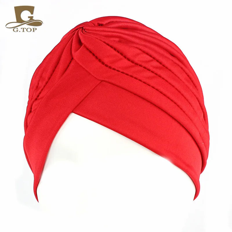 New Knotted Ruffle Turban Ladies Soft Headscarf Casual Streetwear Female Muslim Hijab Indian Hats Cancer Chemo Cap Turbante