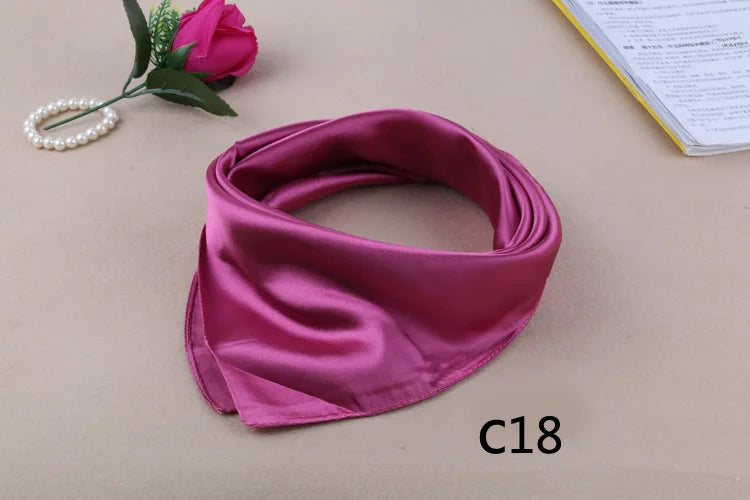 WZCX 60*60cm Women Solid Color Silk Scarf Spring Autumn Fashion New Simple Square Scarfs For Ladies Female Scarf
