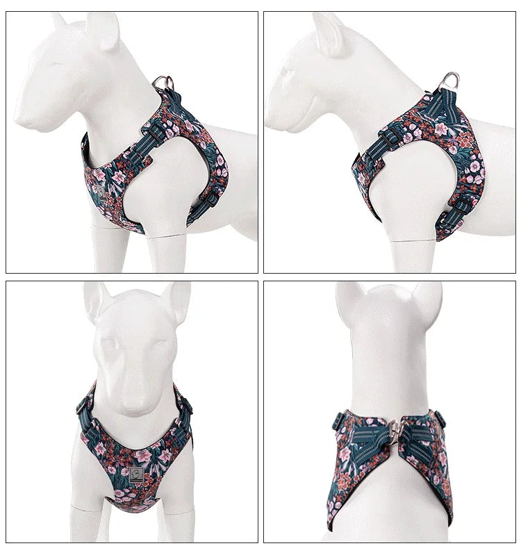 Truelove Pet Harness Floral Floral Doggy Harness Dog Vest Type Dog Walking Chain Small Medium Puppy Cat Printed Cotton TLH1912