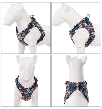 Truelove Pet Harness Floral Floral Doggy Harness Dog Vest Type Dog Walking Chain Small Medium Puppy Cat Printed Cotton TLH1912