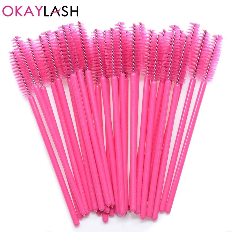 50Pcs Disposable Micro Glitter Eyelash Mascara Wands Mini Crystal Eye Lashes Brush Comb Eyebrow Spoolies Makeup Beauty Tools