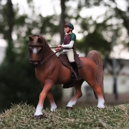 Oenux Farm Stable House Model Action Figures Emulational Horseman Horse Animals Playset Figurine Cute Educational Kids Toy Gift