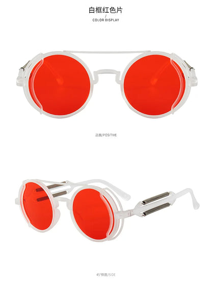 3 Pcs/Set Classic Gothic Steampunk Sunglasses Luxury Brand Designer High Quality Men and Women Retro Round Pc Frame Sunglasses