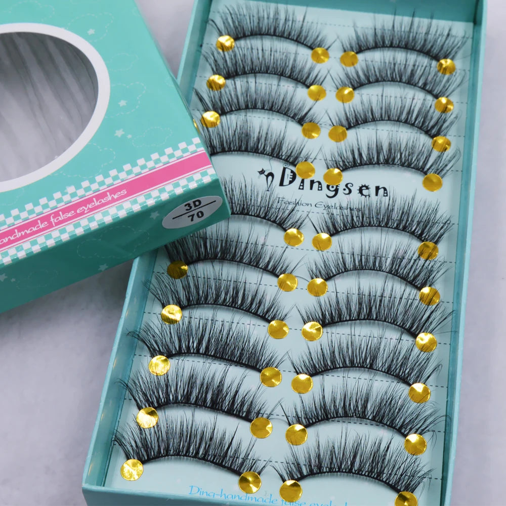 10 Pairs 3D Soft False Eyelash Faux Min Eyelashes Extension Natural Messy Wispy Fluffy Fake Lashes Make up tools 3D66-71