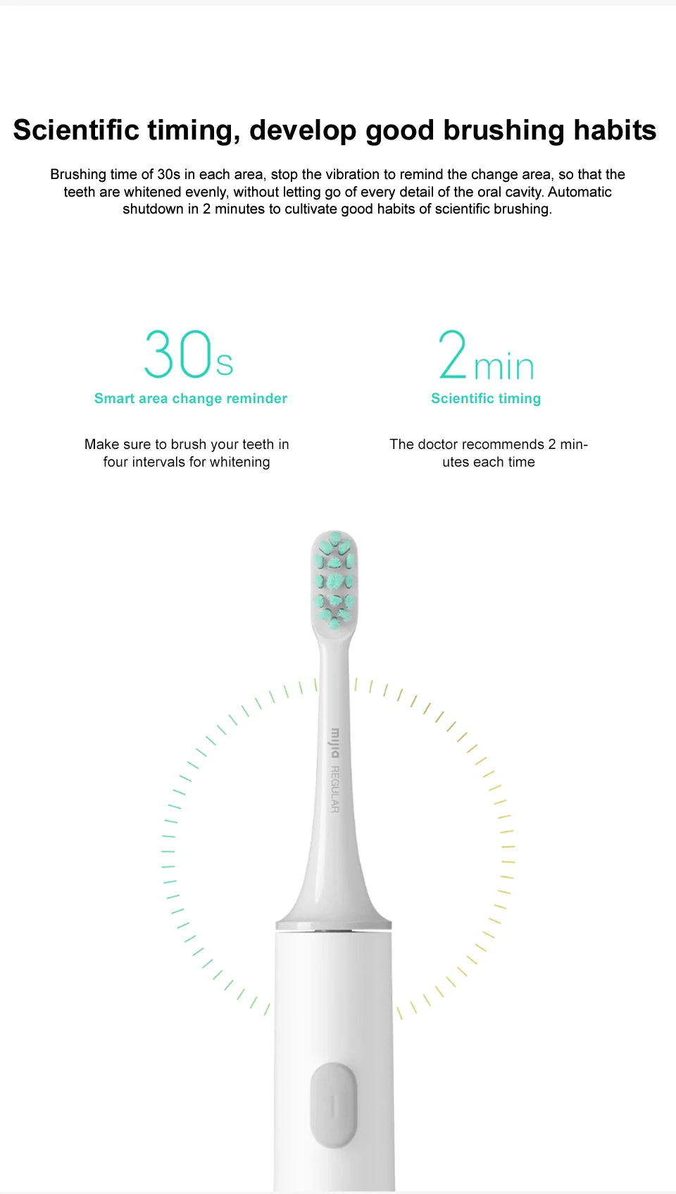Mijia Electric Toothbrush T300 Long Battery Life Sonic Toothbrush IPX7 Waterproof High Frequency Vibration Magnetic Motor