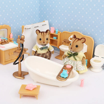 Forest Animal Family Dollhouse Furniture 1/12 Miniature Toys Girl Dolls Accessories Bedroom Bathroom Dollhouse Kit For Dolls