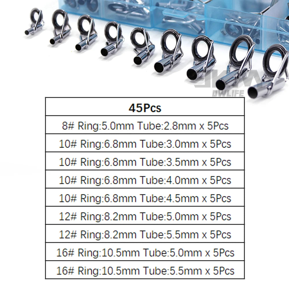 Fishing Rod Guide Tip Repair Kit Set 24~230Pcs Rod Building Guide Stainless Steel Ceramic Ring Saltwater Freshwater Fishing Box
