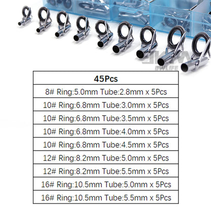 Fishing Rod Guide Tip Repair Kit Set 24~230Pcs Rod Building Guide Stainless Steel Ceramic Ring Saltwater Freshwater Fishing Box
