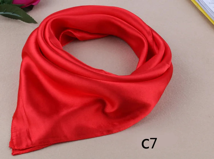 WZCX 60*60cm Women Solid Color Silk Scarf Spring Autumn Fashion New Simple Square Scarfs For Ladies Female Scarf