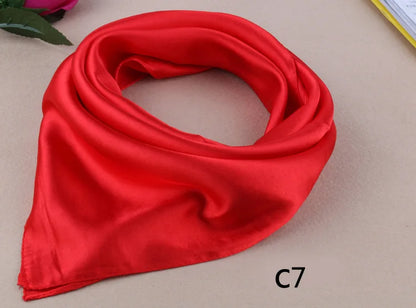 WZCX 60*60cm Women Solid Color Silk Scarf Spring Autumn Fashion New Simple Square Scarfs For Ladies Female Scarf