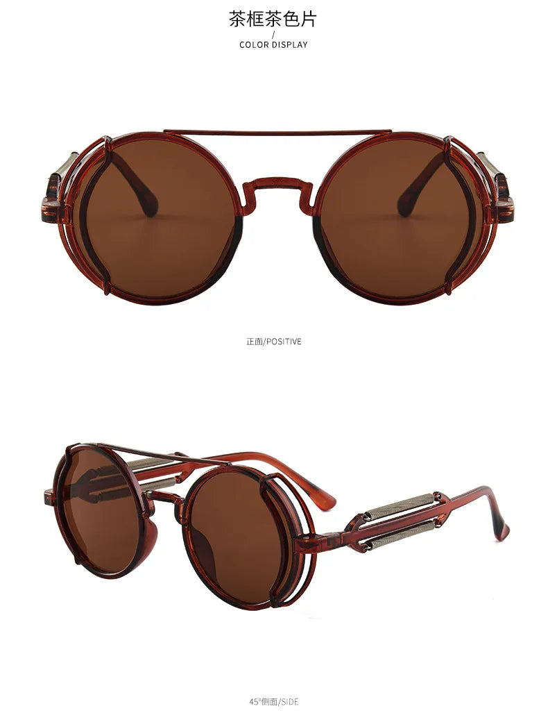 3 Pcs/Set Classic Gothic Steampunk Sunglasses Luxury Brand Designer High Quality Men and Women Retro Round Pc Frame Sunglasses