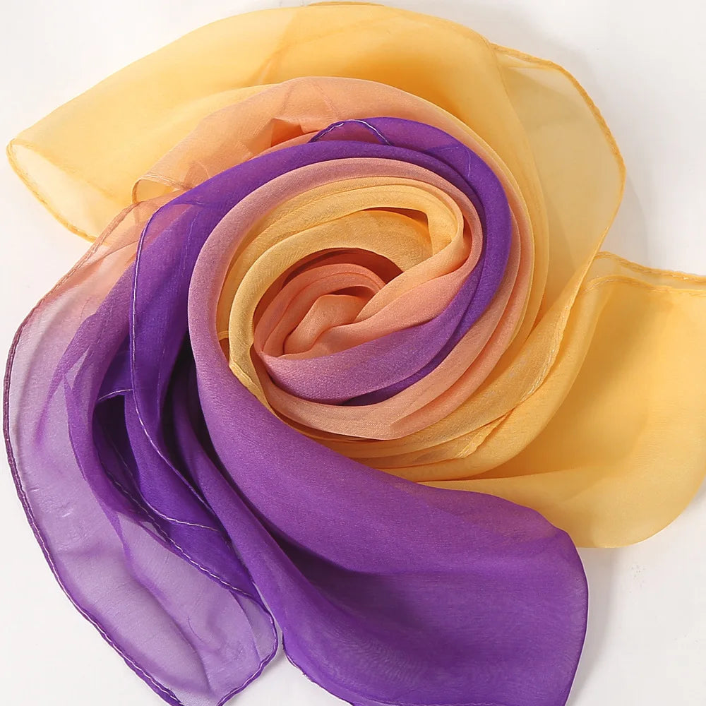 Four Seasons Thin Soft Chiffon For Women Silky Gradient Printing Beach Georgette Scarf Shawls Long Wraps Beach Sunscreen Hijab