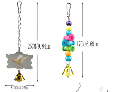 Combination Bird Toys Set Swing Chewing Training Toys Small Parrot Hanging Hammock Parrot Cage Bell Perch Toys with Ladder Toys