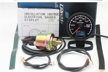 62mm GReddi LCD Digital Display Car Gauge Oil Pressure Oil Temperature Water Temperature Voltmeter Boost Gauge