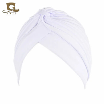 New Knotted Ruffle Turban Ladies Soft Headscarf Casual Streetwear Female Muslim Hijab Indian Hats Cancer Chemo Cap Turbante
