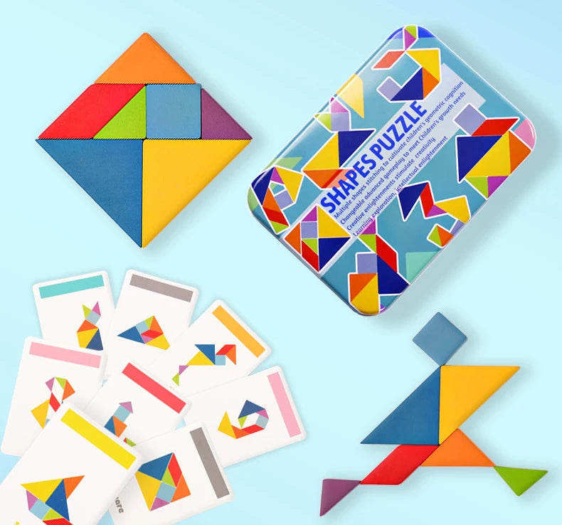 Wooden Children Puzzle Toys Montessori Preschool Education Tangram Game Building Blocks Learning Puzzle Game Kids Festival Toy