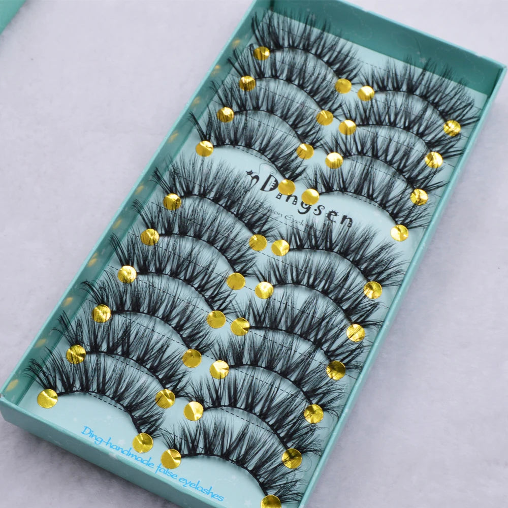 10 Pairs 3D Soft False Eyelash Faux Min Eyelashes Extension Natural Messy Wispy Fluffy Fake Lashes Make up tools 3D66-71