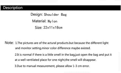 Vintage Nylon Waterproof Shoulder Bag Women Wild Crossbody Bag Simple Messenger Bag Daily Female Handbag Travel Lady Purse Bolso