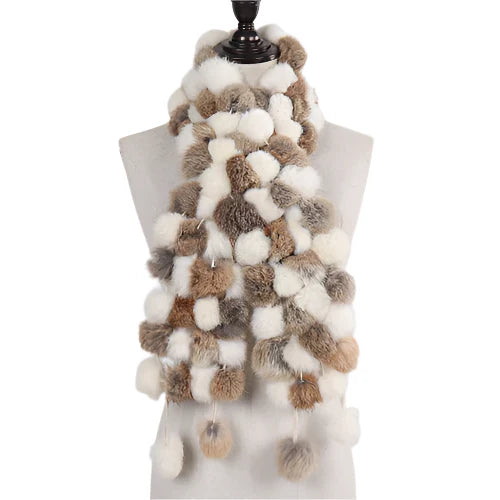 Women’s Winter Warm Rabbit Fur Scarf - 100% Genuine Natural Fur Muffler, Stylish & Cozy Cold-Weather Accessory, Hot Sale