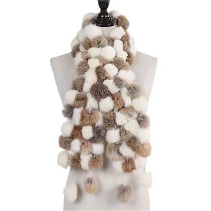 Women’s Winter Warm Rabbit Fur Scarf - 100% Genuine Natural Fur Muffler, Stylish & Cozy Cold-Weather Accessory, Hot Sale