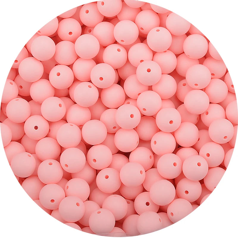 LOFCA 15mm 20pcs/lot Silicone Loose Beads Safe Teether Round Baby Teething Beads DIY Chewable Colorful Teething For Infant