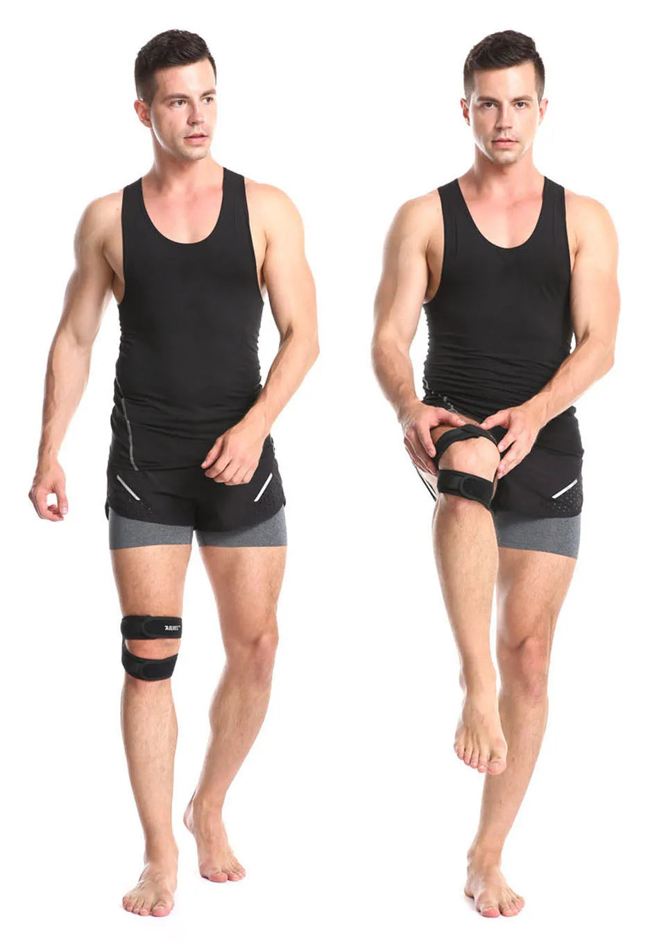 AOLIKES 1PCS Pressurized Knee Wrap Sleeve Support Bandage Pad Elastic Braces Knee Hole Kneepad Safety Basketball Tennis Cycling