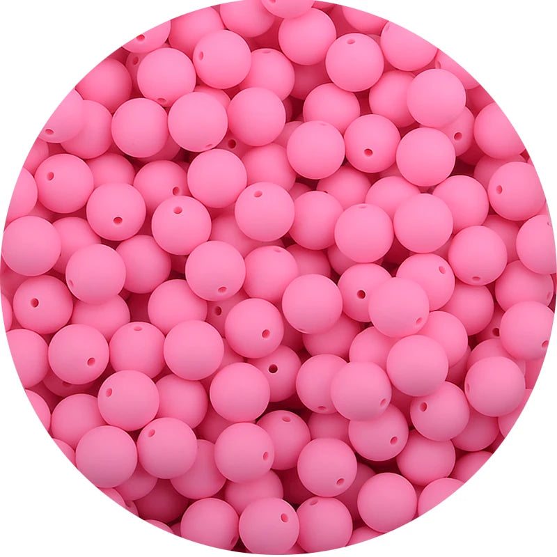 LOFCA 15mm 20pcs/lot Silicone Loose Beads Safe Teether Round Baby Teething Beads DIY Chewable Colorful Teething For Infant